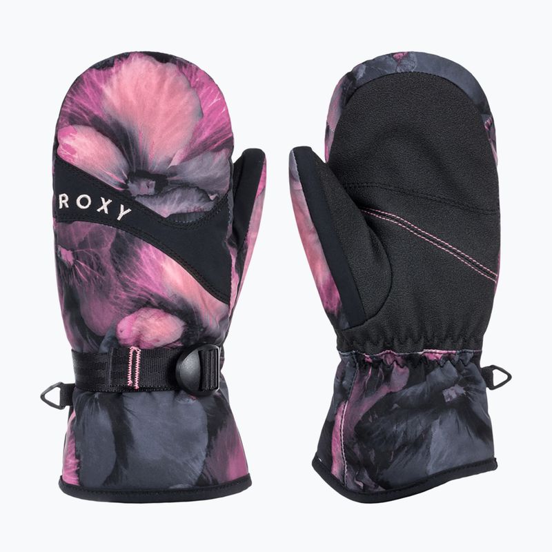 Gyermek snowboard kesztyű ROXY Jetty Mitt Girl true black pansy rg 5