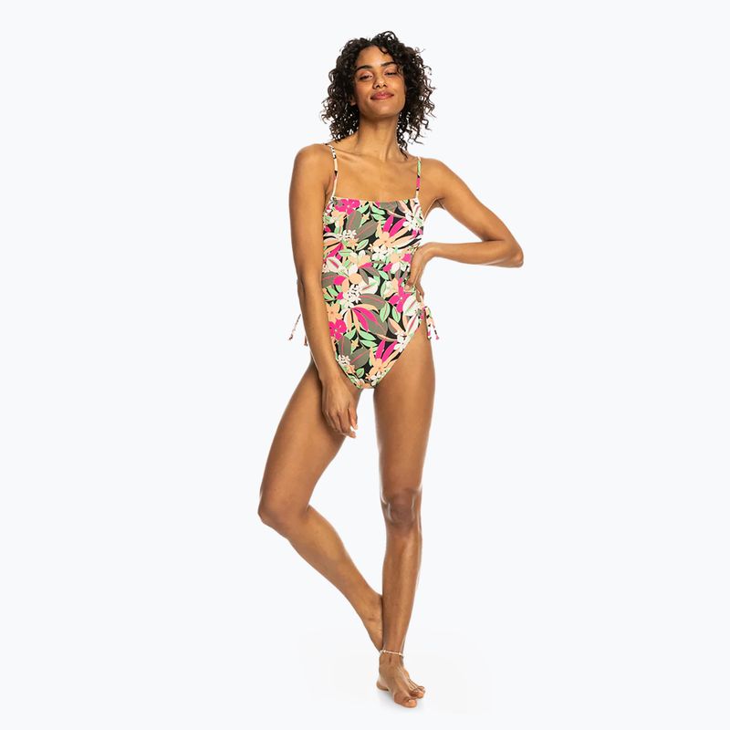 Női egyrészes fürdőruha ROXY Printed Beach Classics Lace UP anthracite palm song s 3