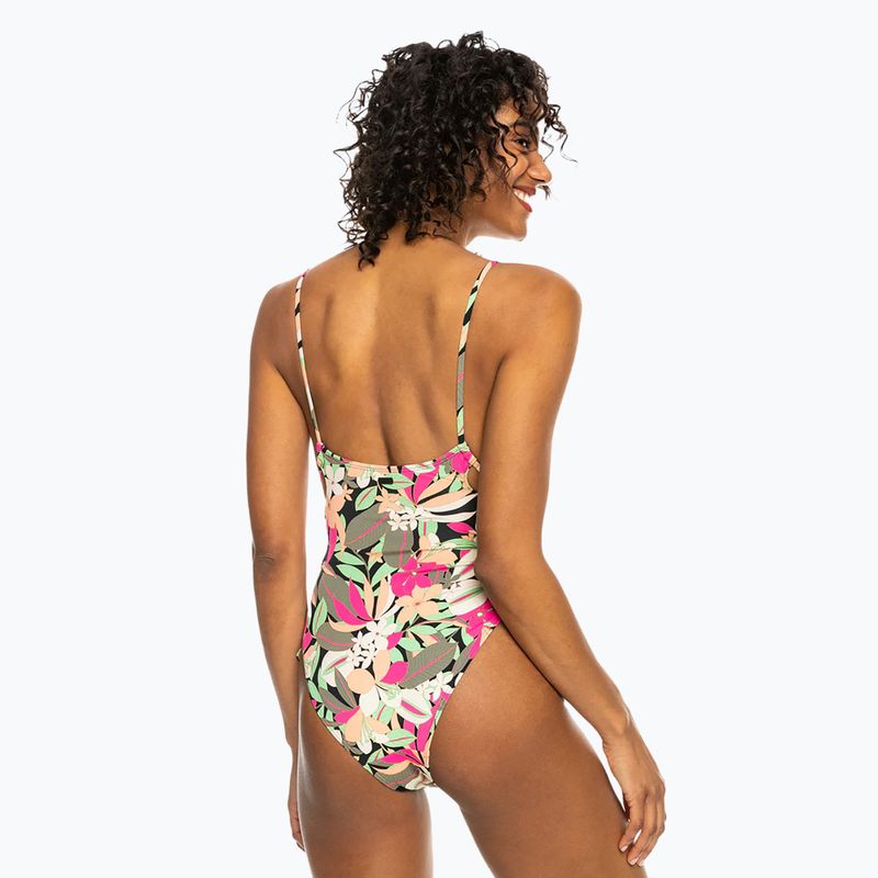 Női egyrészes fürdőruha ROXY Printed Beach Classics Lace UP anthracite palm song s 4