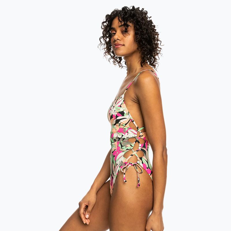 Női egyrészes fürdőruha ROXY Printed Beach Classics Lace UP anthracite palm song s 5