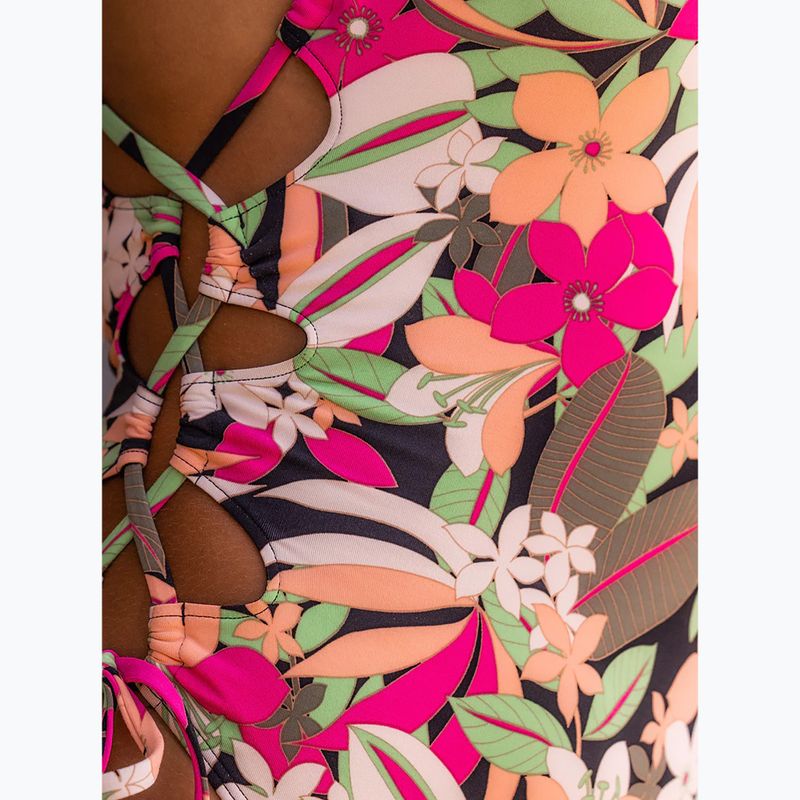 Női egyrészes fürdőruha ROXY Printed Beach Classics Lace UP anthracite palm song s 8