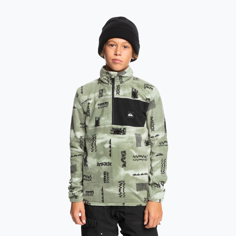 Quiksilver gyermek snowboard kapucnis Aker Half Zip Fleece shadow checks desert sage árnyék kockák