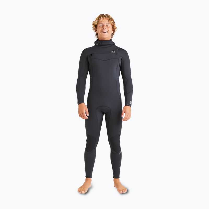Férfi Billabong 5/4mm Absolute Natural Natural mellkasi cipzáras kapucnis úszószivacs Fekete