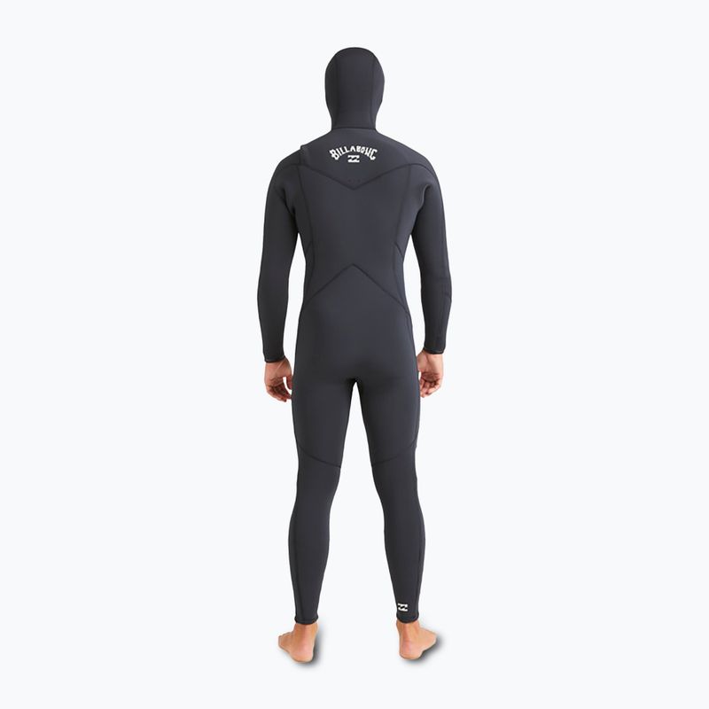 Férfi Billabong 5/4mm Absolute Natural Natural mellkasi cipzáras kapucnis úszószivacs Fekete 4