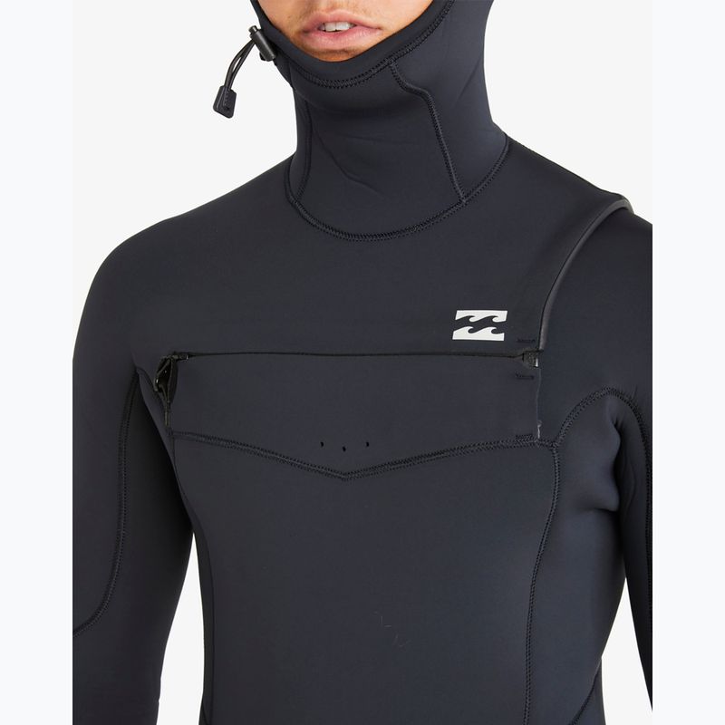 Férfi Billabong 5/4mm Absolute Natural Natural mellkasi cipzáras kapucnis úszószivacs Fekete 8