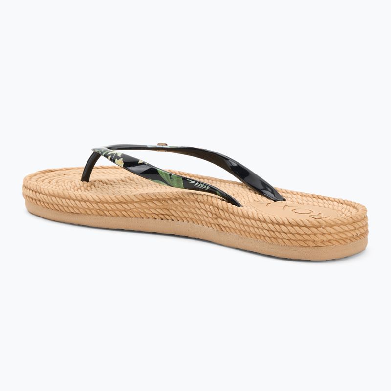 Női ROXY South Beach III fekete nyomtatott flip flopok 3