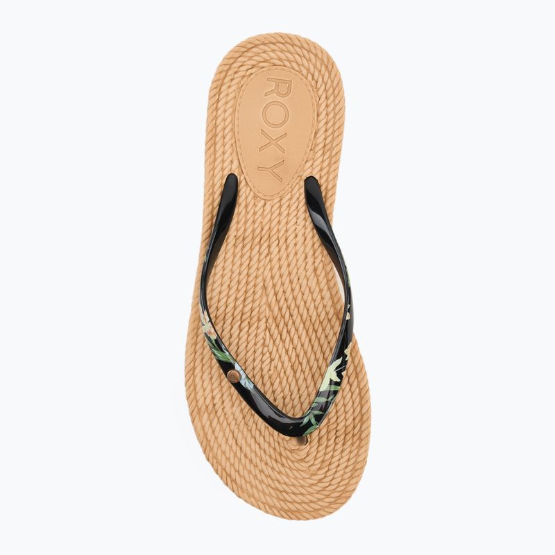 Női ROXY South Beach III fekete nyomtatott flip flopok 5