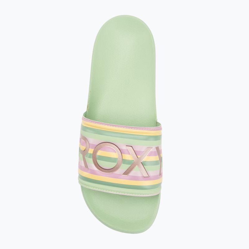 Női ROXY Slippy II zöld csíkos flip-flopok 5