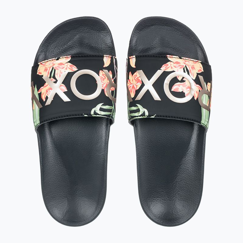 Női ROXY Slippy II flip-flop fekete/zöld mintás flip-flopok 2
