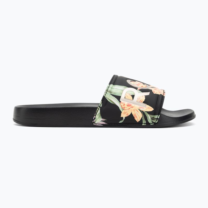 Női ROXY Slippy II flip-flop fekete/zöld mintás flip-flopok 2
