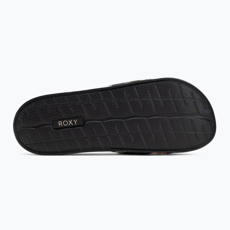 Női ROXY Slippy II flip-flop fekete/zöld mintás flip-flopok 4