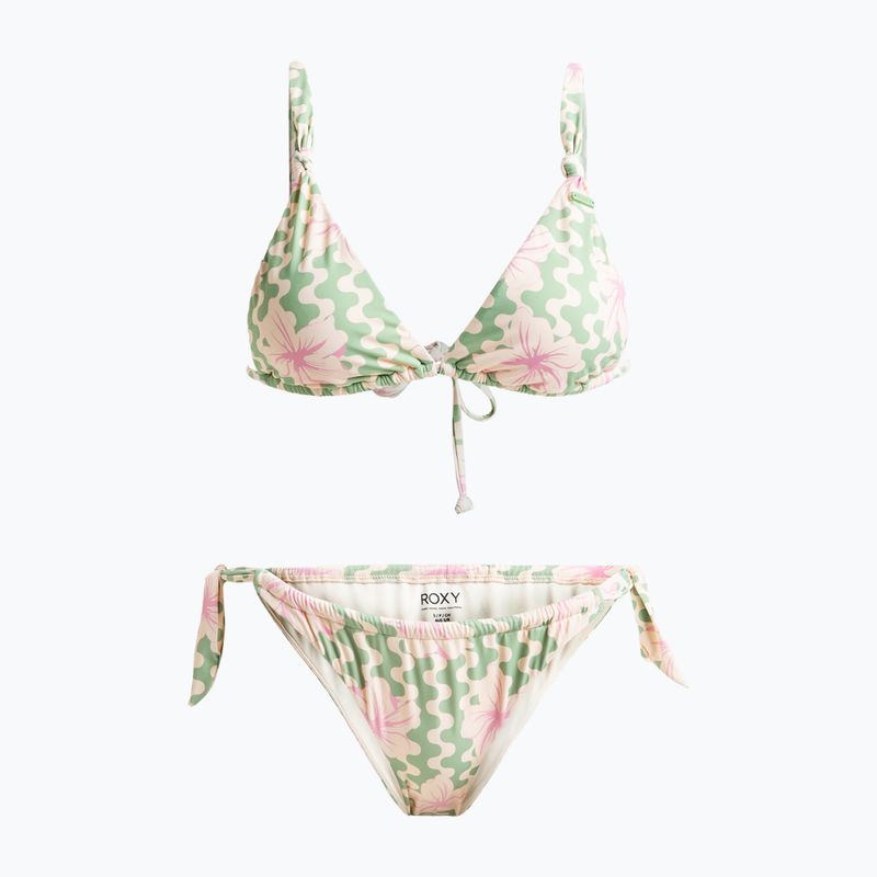 Női kétrészes fürdőruha ROXY Hibiscus Daze Elongated Tri basil party hullámok yw