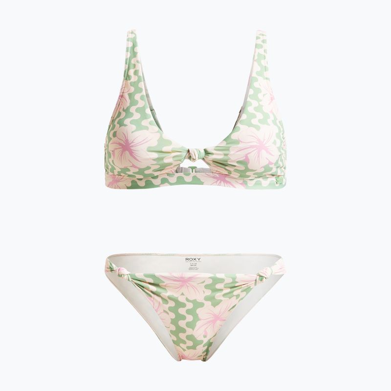 Női kétrészes fürdőruha ROXY Hibiscus Daze Elongated Tri basil party hullámok yw