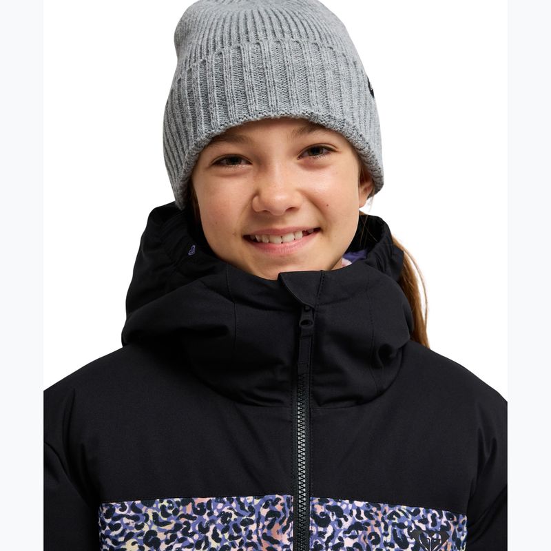Gyerek snowboarddzseki ROXY Snowyhill Printed Puffy true black wildin out rg 4