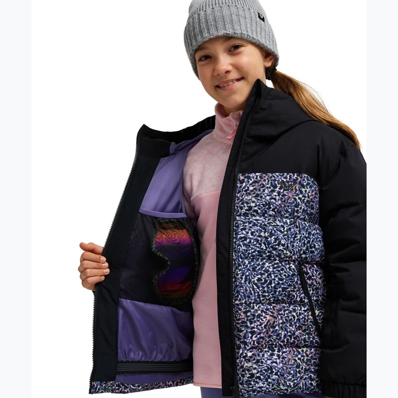 Gyerek snowboarddzseki ROXY Snowyhill Printed Puffy true black wildin out rg 5