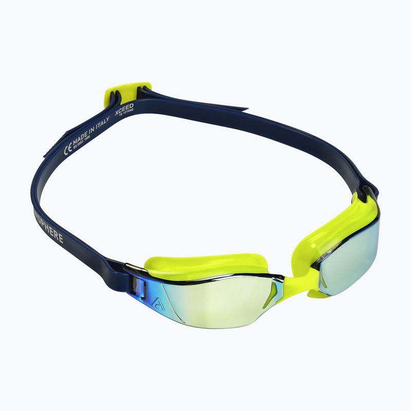Aquasphere Xceed élénksárga/tengerészkék/tükrös sárga titán úszószemüveg EP3037104LMY 8