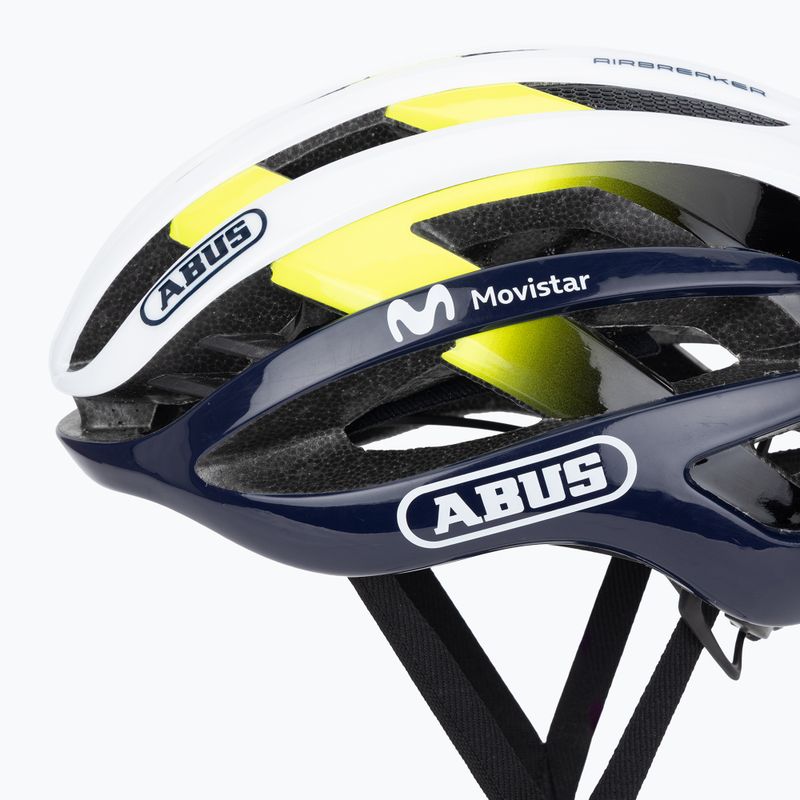 ABUS AirBreaker Movistar Team 24 navy/sárga/fehér kerékpáros sisak 7