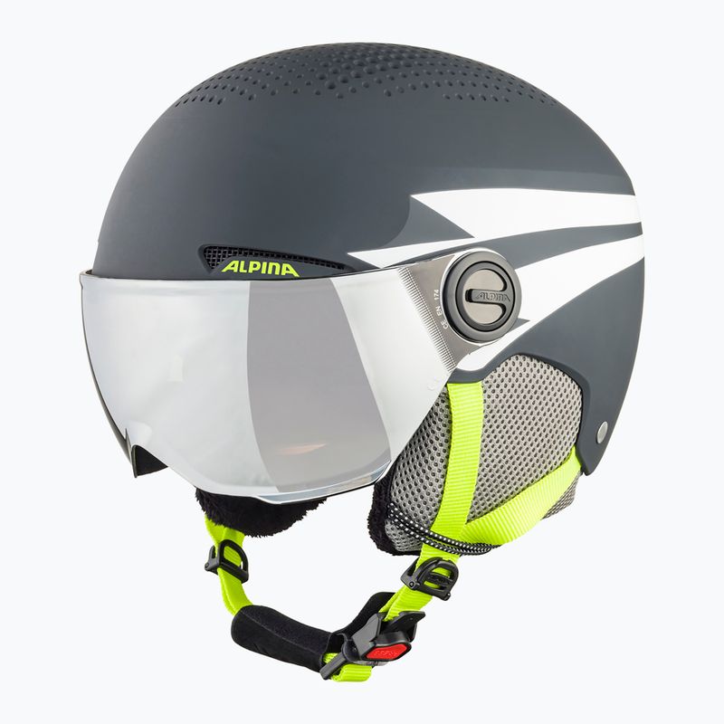 Gyermek síbukósisakok Alpina Zupo Visor Q-Lite charcoal/neon matt 9