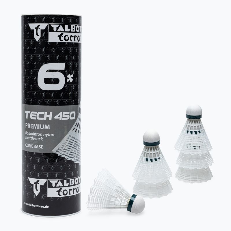 Talbot-Torro Tech 450 tollaslabda ütők, Premium Nylon 6 db fehér 469282