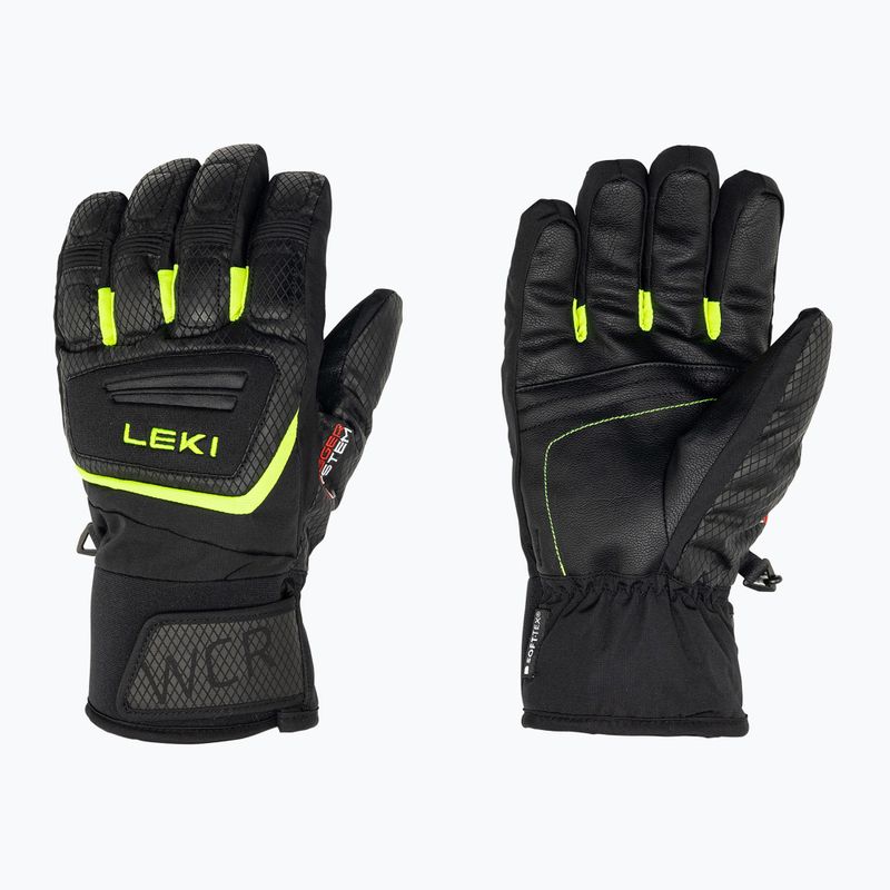 LEKI WCR Team 3D Junior síelő kesztyű fekete jég/citromsárga