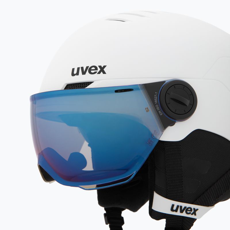 Gyerek sísisak UVEX Rocket Visor Jr white/black matte/mirror blue/smoke 7
