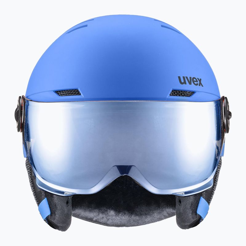 Gyerek sísisak UVEX Rocket Visor Jr blue matt/mirror blue/smoke
