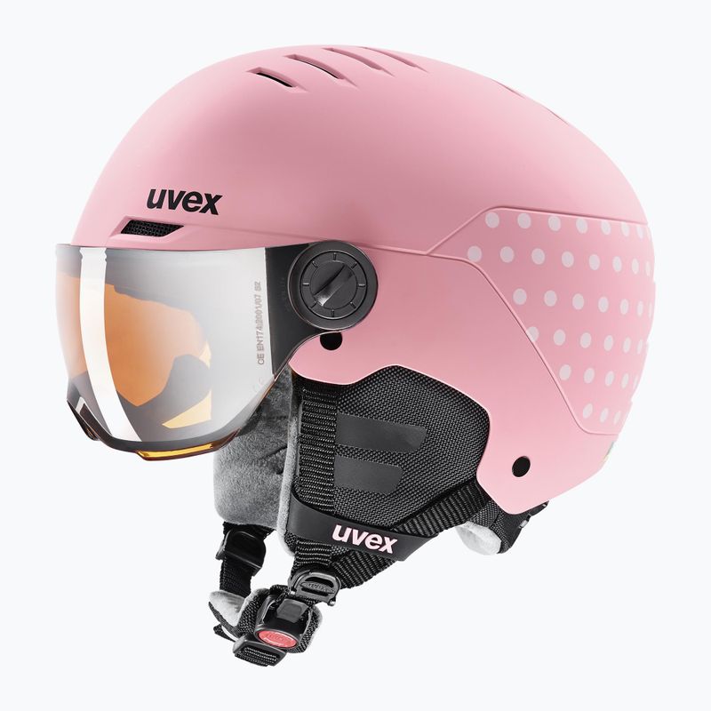 Gyerek sísisak UVEX Rocket Visor Jr pink confetti matt/mirror silver/lasergold lite