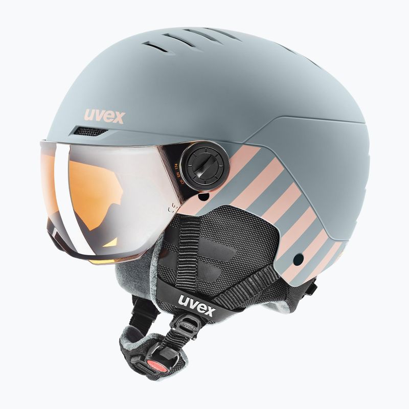 Gyerek sísisak UVEX Rocket Visor Jr rhino/blush matt/mirror silver/lasergold lite