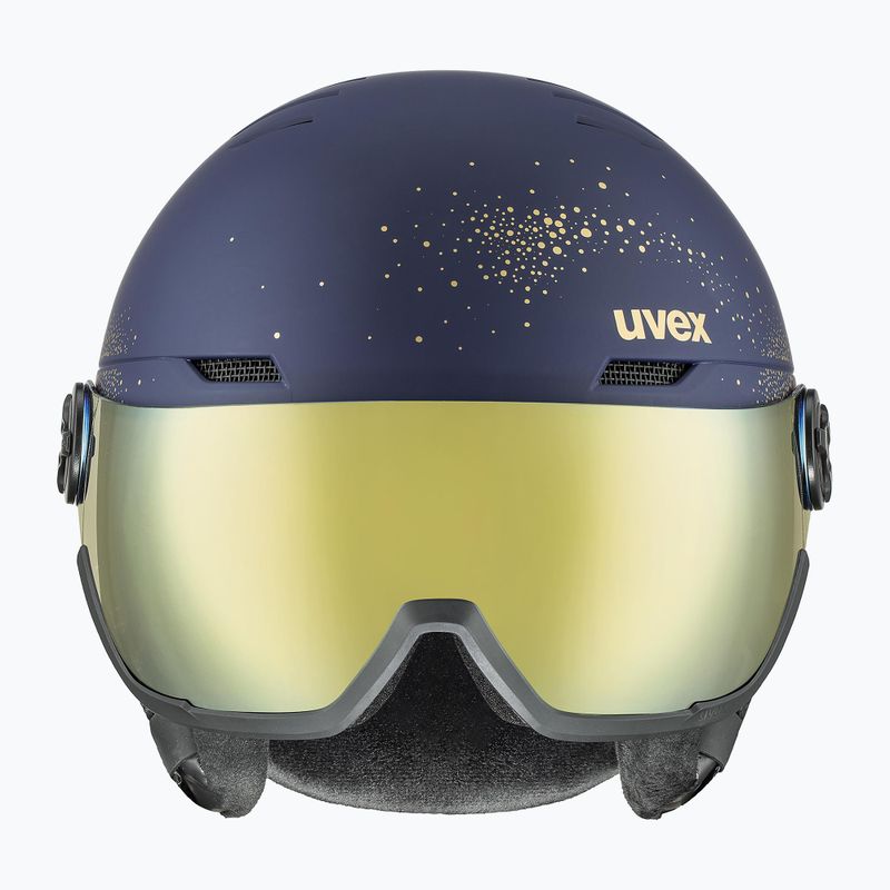 Női síbukósisak UVEX Wanted Visor WE fleece csillogás/arany matt/tükör arany füst 7