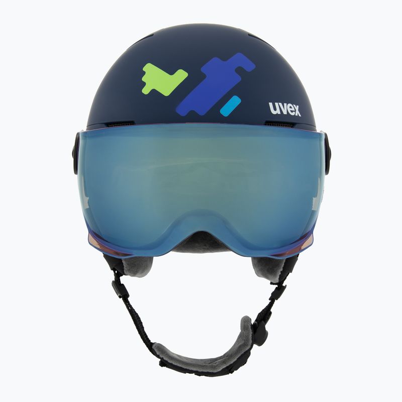 Gyerek sísisak UVEX Rocket Visor Jr blue puzzle matt/mirror blue/smoke 2