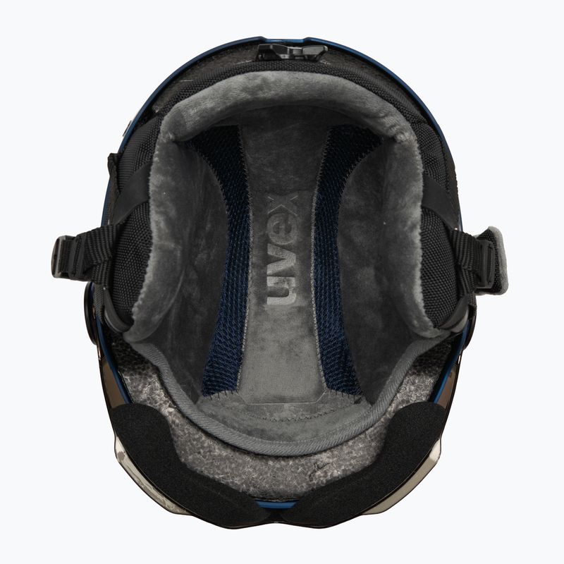 Gyerek sísisak UVEX Rocket Visor Jr blue puzzle matt/mirror blue/smoke 5