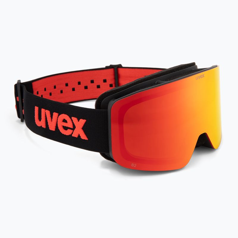 Gyerek síszemüveg UVEX Pwdr FM black matt/mirror red orange clear