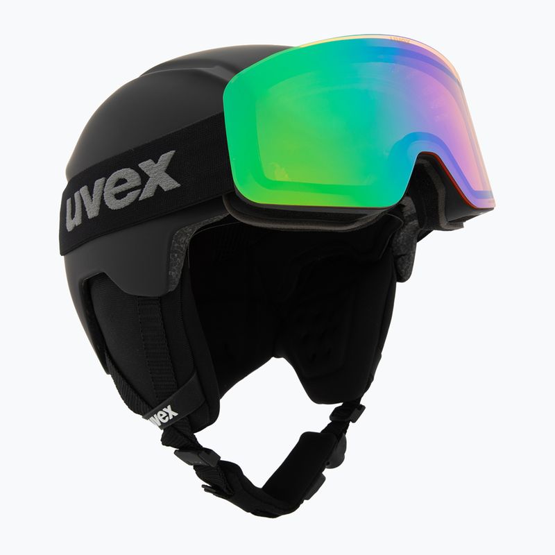 Gyerek sísisak UVEX Viti Set + síszemüveg Speedy Pro black matt/mirror green/yellow/clear 10
