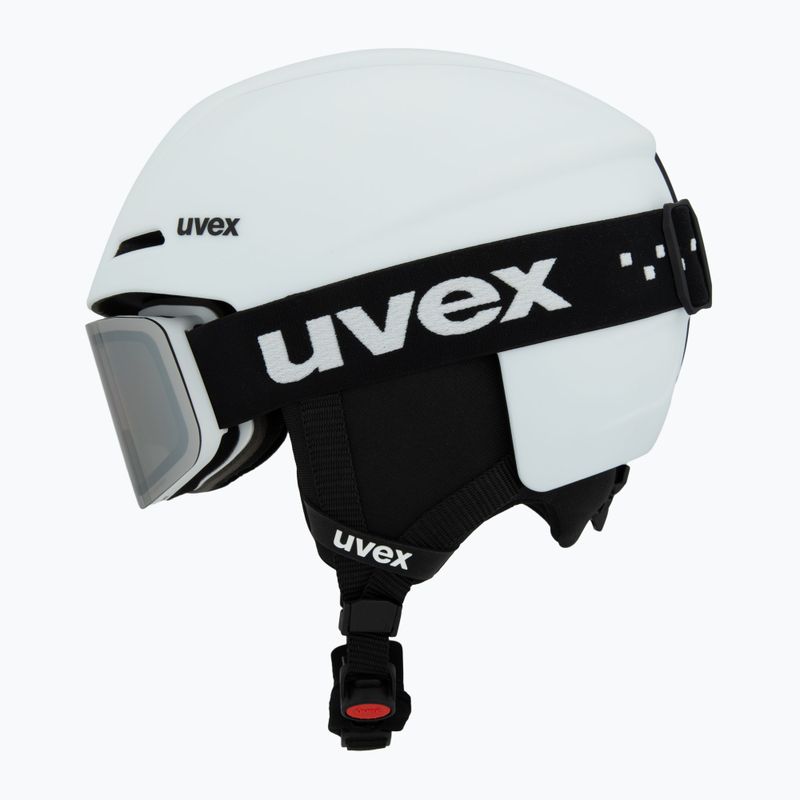 Gyerek sísisak UVEX Viti Set + Speedy Pro síszemüveg white matt/mirror silver/green/clear 3