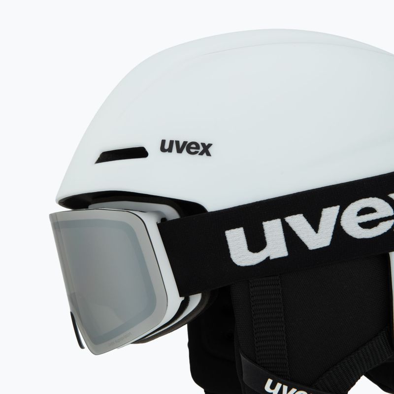 Gyerek sísisak UVEX Viti Set + Speedy Pro síszemüveg white matt/mirror silver/green/clear 7
