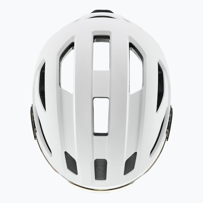 Kerékpáros sisak UVEX Stride Visor fehér matt/litemirror ezüst 6
