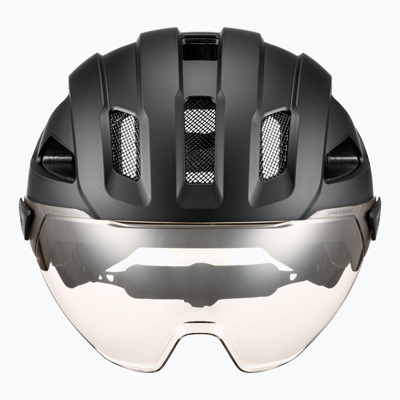 Kerékpáros sisak UVEX Stride Visor fekete matt/litemirror ezüst 2