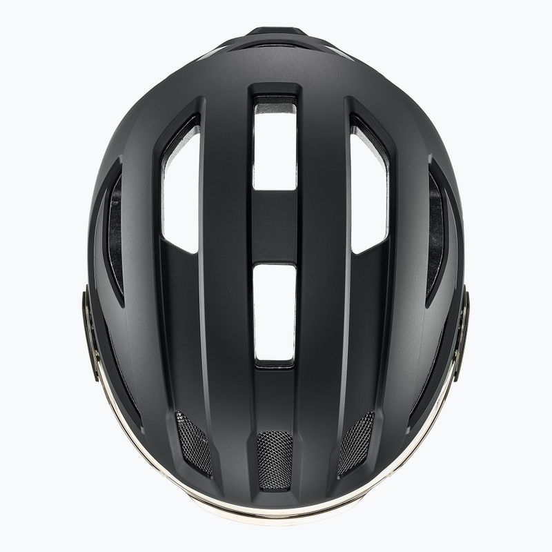 Kerékpáros sisak UVEX Stride Visor fekete matt/litemirror ezüst 6