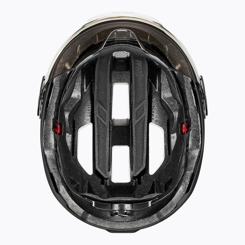 Kerékpáros sisak UVEX Stride Visor fekete matt/litemirror ezüst 7