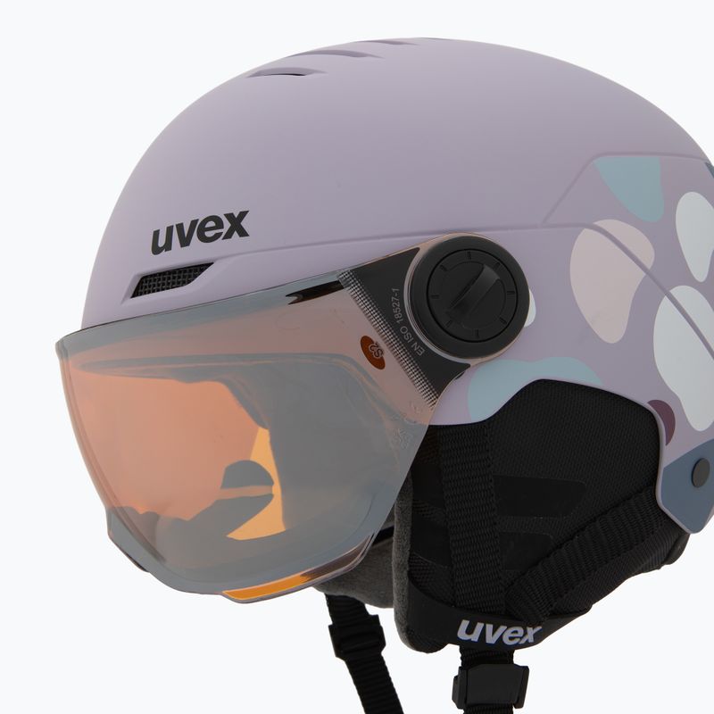 Gyerek sí sisak UVEX Rocket Visor Jr cool lavender abstract matt/mirrorsilver/lasergold 7
