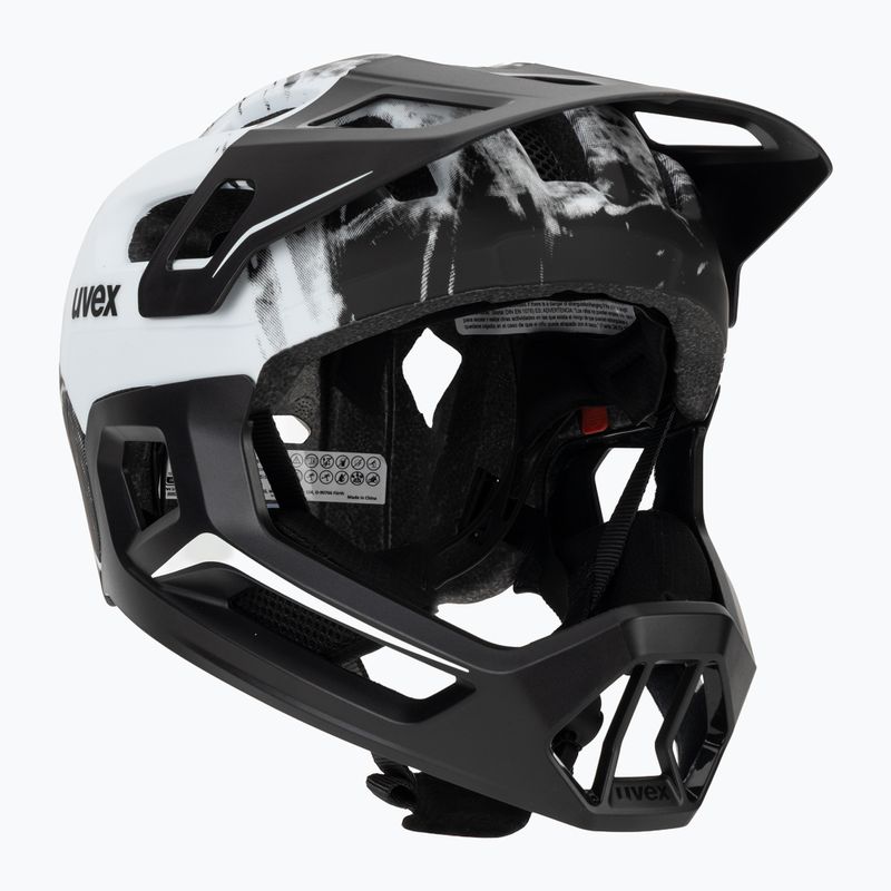 Gyermek kerékpáros sisak UVEX React Fullface Jr black/white matt