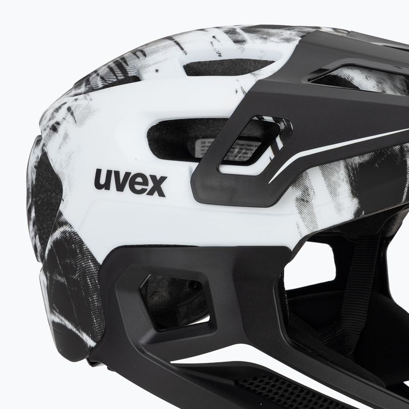 Gyermek kerékpáros sisak UVEX React Fullface Jr black/white matt 7