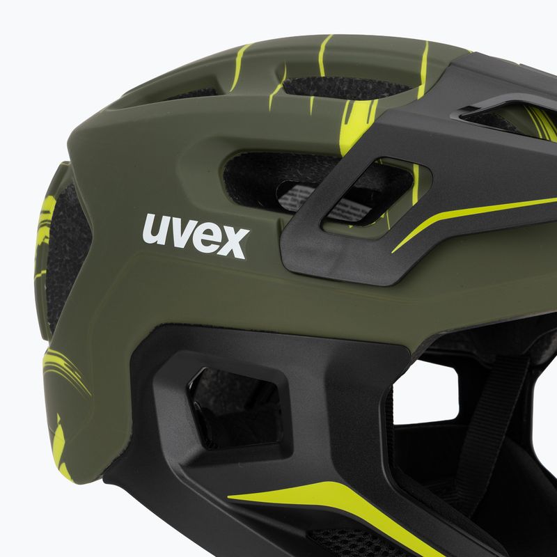 Gyermek kerékpáros sisak UVEX React Fullface Jr dark olive matt 7