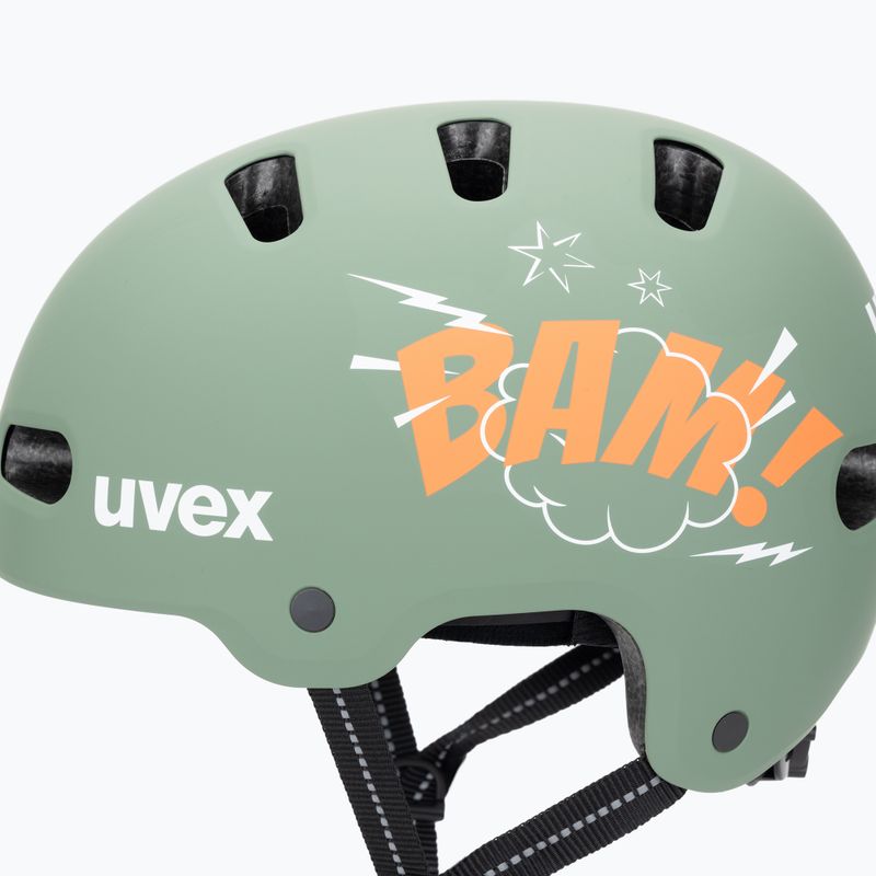 Gyerek sisak UVEX Kid 4 Style bam moss green/papaya matt 7