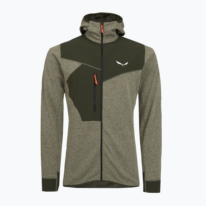 Férfi trekking pulóver Salewa Puez 2 Dry Hood FZ sötét olíva melange