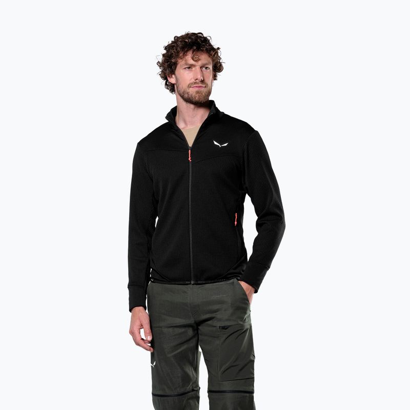 Salewa férfi trekking pulóver Puez Waffle Hyb PL HD fekete out 2