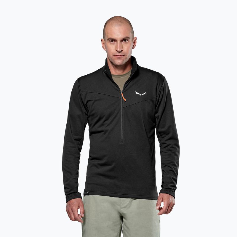 Férfi trekking pulóver Salewa Puez Cammio Polarlite Half Zip Black Out