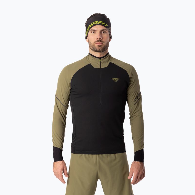 Férfi futópulóver Dynafit Alpine LS 1/2 Zip Tee military green/0910