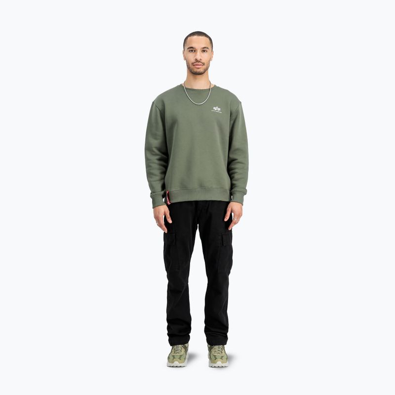 Férfi Alpha Industries Basic Small Logo pulóver sötét olajzöld színű 2