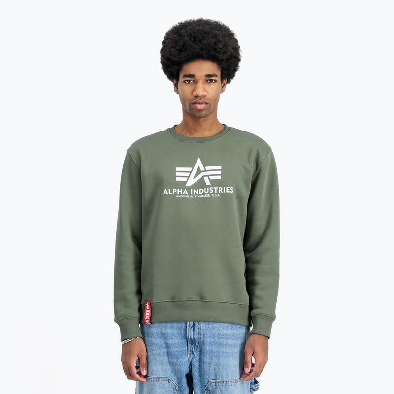Alpha Industries férfi Basic sötét olívazöld pulóver